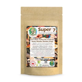 Fantastic Fungi NEW Fantastic Fungi Super 7 Mushroom Extract Capsules - 1000mg - Lion's Mane, Reishi, Cordyceps, Turkey Tail, Chaga, Maitake & Shiitake - Vegan, Non-GMO (Three Month Supply C 90 Capsules)