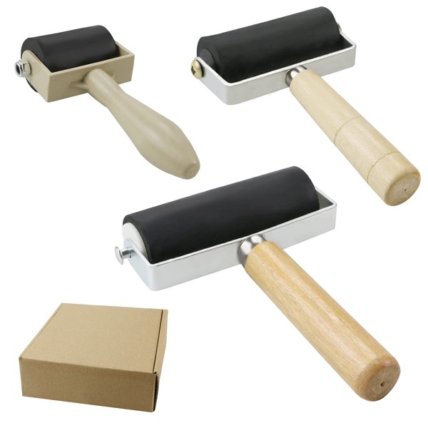 YEXPRESS 3 PCS Rubber Brayer Roller, Hard Rubber for Printmaking,
