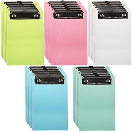 MIVIDE 20 Pack Mini Clipboards, 7.3 x 4.7 Inch Memo Small Clipboard Bulk, Plastic Colored Clipboard with Profile Clip, A6 Hangable Pocket Clear Clip Boards for Classrooms, Offices, Restaurants