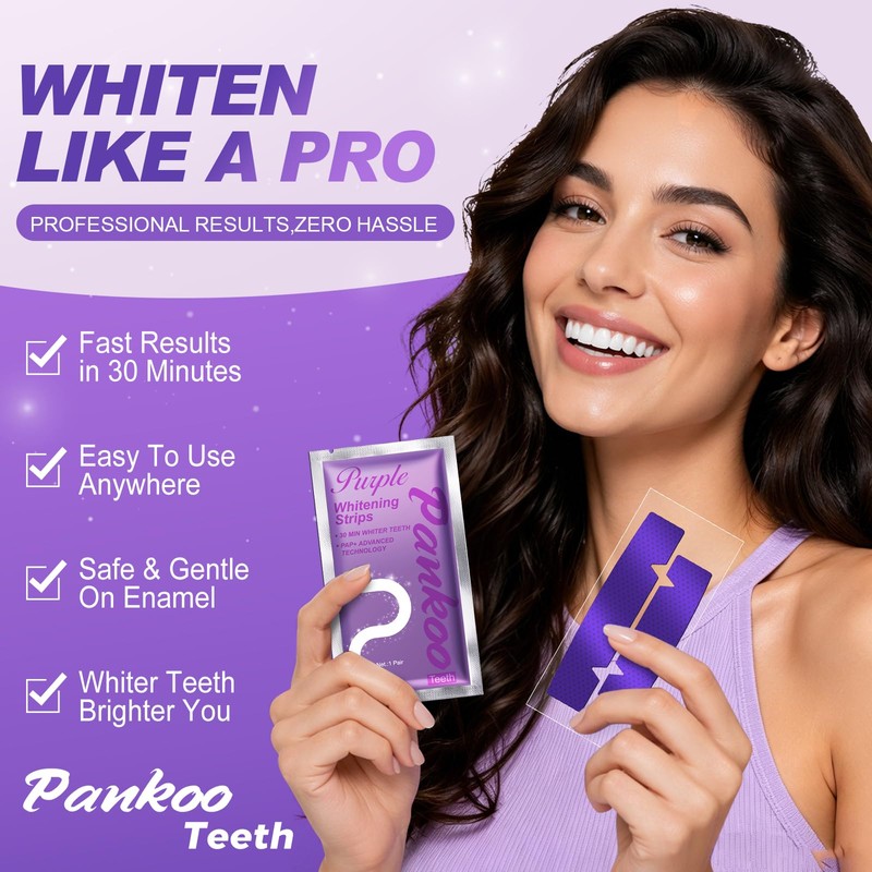 Teeth Whitening Strips Purple 28 Strips - Gentle & Effective