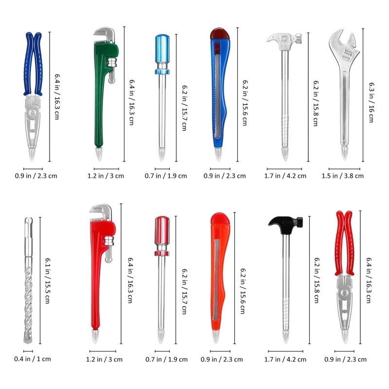 NUOBESTY Novelty Tool Pens Set: 12pcs Repair Tools Shaped Writing