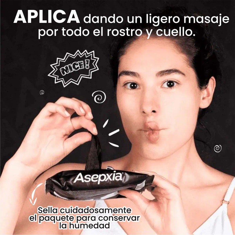 Toallitas Asepxia Carbón Détox Purificante Bolsa Con 25pz