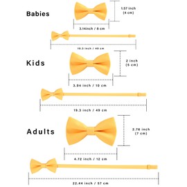 WELROG Classic Tied Bow Tie Kids & Men'Formal Solid Tuxedo Gabardine Adjustable Bow Tie for Adults & Children for Wedding Party Unusual Plain Bowties, yellow