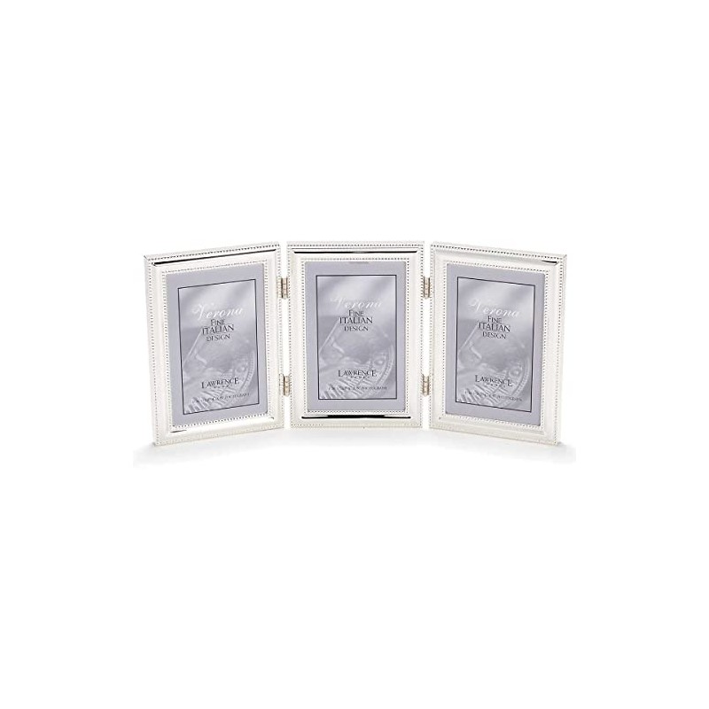 Lawrence Frames 4x6 Hinged Triple (Vertical) Metal Picture Frame Silver-Plate
