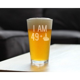 49 + 1 Middle Finger - 16 oz Pint Glass for Beer - Funny 50th Birthday Gifts for Men and Women Turning 50