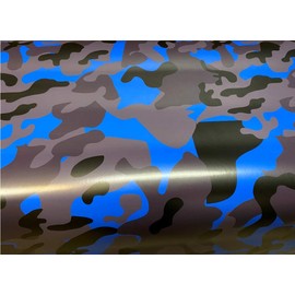 Blue Black Gray Camouflage Vinyl Car Wrap Film Sheet + Free Cutter & Squeegee ( 10FT x 5FT / 120" x 60" )