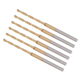 CoCud Mini Drill Bit 0.06 inch (1.5 mm) Drill Diameter 0.09 inch (2.35 mm) Shank Diameter Titanium Coated Micro Carving Drill Bit Plastic for Carpentry, 6 Pcs