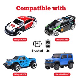 HobbyPark Glued 1/28 Tires & Aluminum Wheels for Wltoys K969 K989 P929 Mini Car, Set of 4 (Blue)