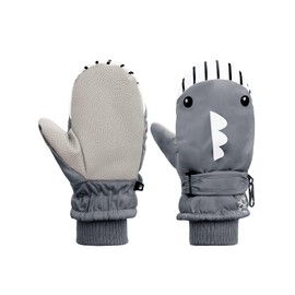 Century Star Children's Winter Gloves, Ski Gloves, Snow Gloves for Boys and Girls, Grey, 5-10 Years