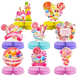YASYU 8 Pack Lollipop Honeycomb Centerpieces