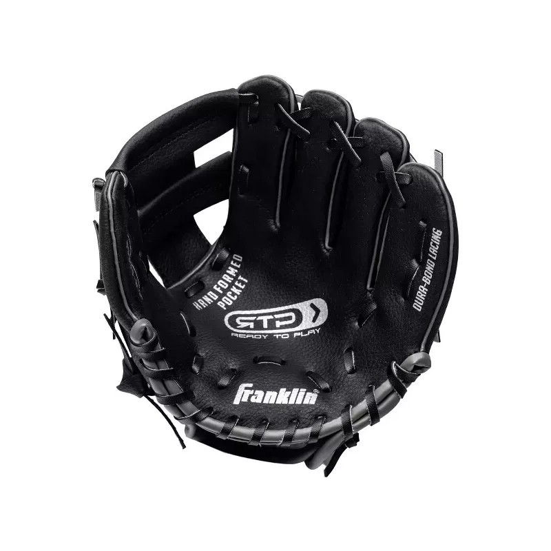 Franklin Teeball Baseball Glove 8.5" Ready to Play Black Silver