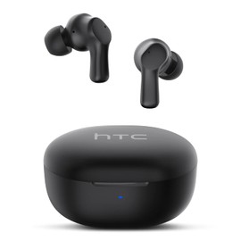 HTC Audífonos Inalambricos Bluetooth 5.3, 40 Horas de Batería, Carga Rápida, Hi-Fi 14mm Drivers Dinámicos, Impermeable IPX4, Llamadas Claras, Auriculares In-Ear Compatible con iOS y Android -Negro