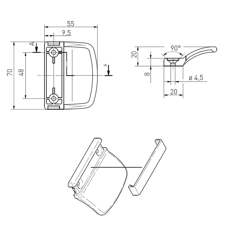MS Beschläge® Plastic Balcony/Patio Door Handle in Various Colours