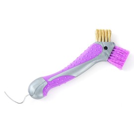Hoof Pick for Horses with Brush, 2-in-1 Hoof Pick with Brass Wire & Plastic Brush, Non-Slip TPR Handle, Professional Tool for Hoof Care