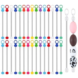 Walquicks 30pcs Beadable Keychain Bars, Metal DIY Bead Keychain Bar Charms Eady Detachable Key Chain Making Accessories for Pendant DIY Crafts Jewelry Making Gift (Multicolor)