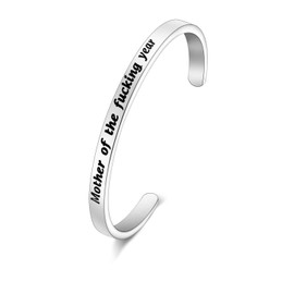 CENWA Pulsera de madre del año de mierda regalos para mamás Momlife regalos para su mejor mamá jamás 17.7 cm