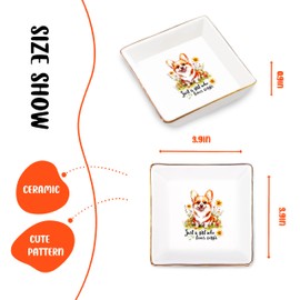 BJDAMAI Corgi Jewelry Ring Holder Dish Tray, Gifts For Women Teens Girls Kids, Corgi Lovers Themed Stuff Things Decor Merch Home Room Ring Earrings Necklace Organizer Holder!