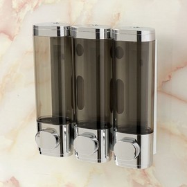 Lockable Wall-Mounted Triple Liquid Soap Dispenser (3 x 300ml) Silver
