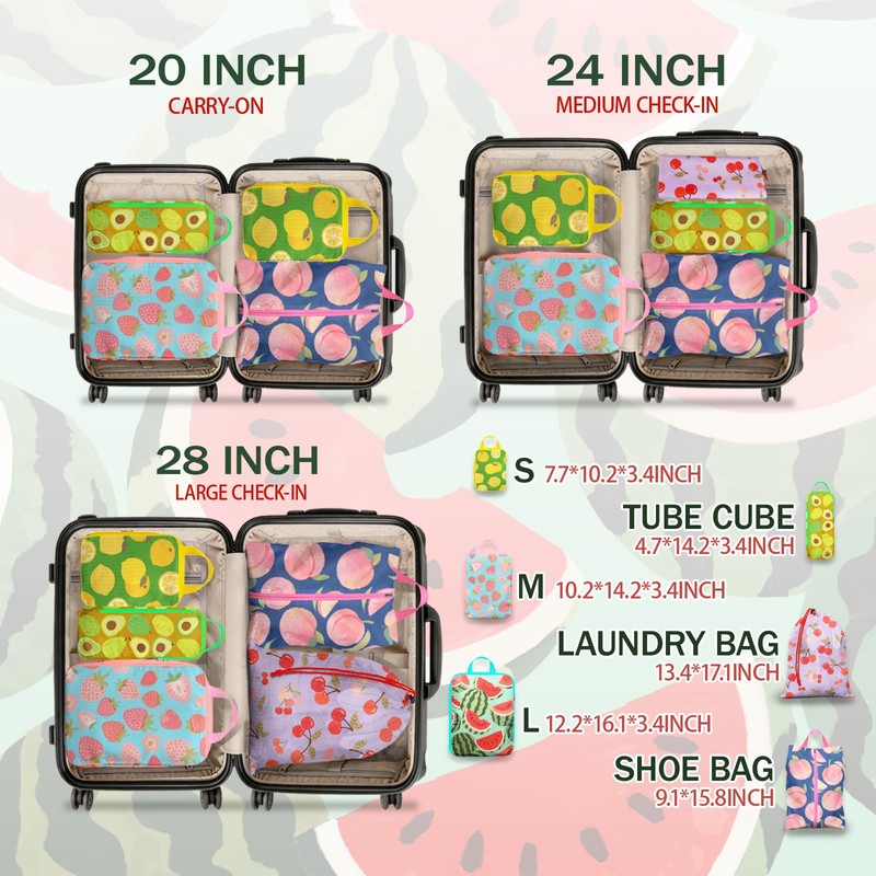 6 Pcs Compression Packing Cubes for Travel, Waterproof Luggage Organizer
