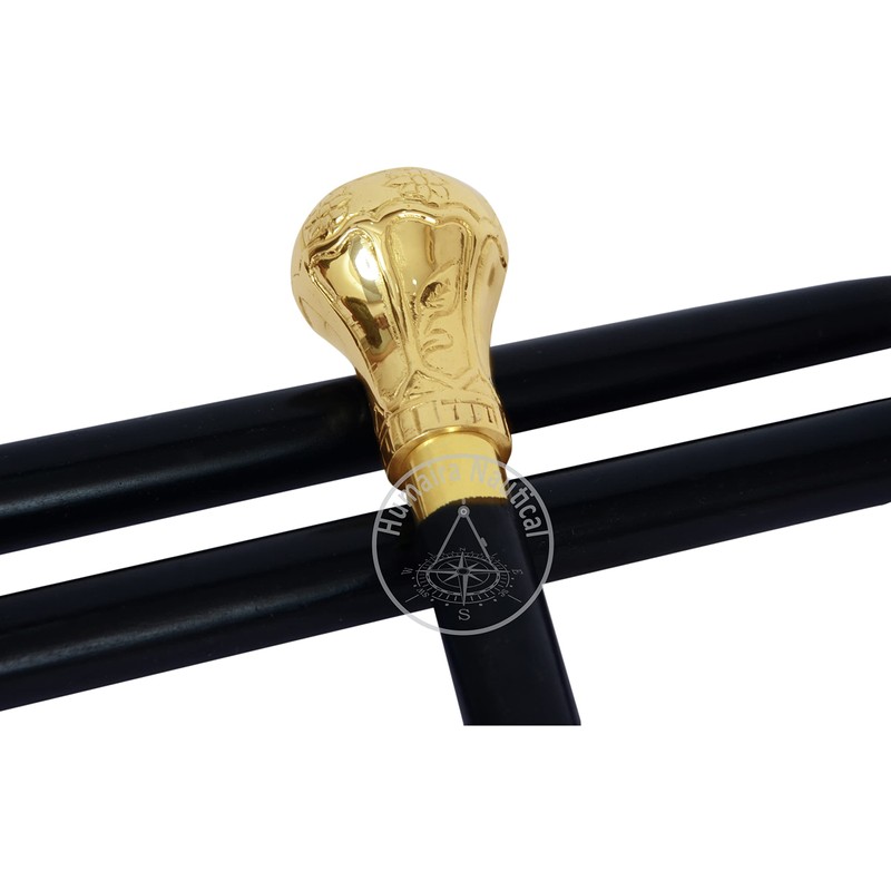 Humaira Nautical Handmade Brass Knob Walking Stick, Wooden Cane with