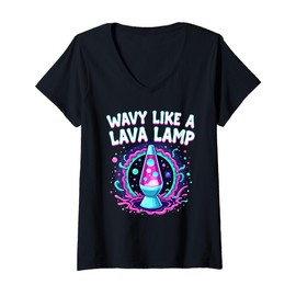 Womens Lava Lamp Retro Aesthetic Psychedelic Groovy Vibes V-Neck T-Shirt