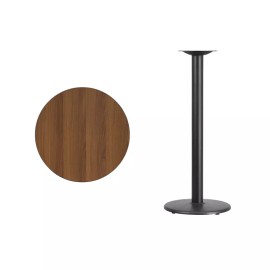 Belnick 24" Round Walnut Laminate Table Top With Base - Bar Height Restaurant Table