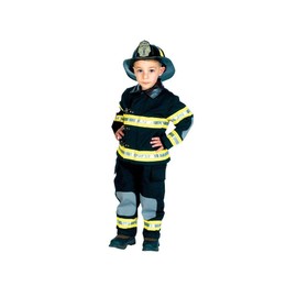 Jr. Fire Fighter Suit with Helmet, Size 8/10 (Black)