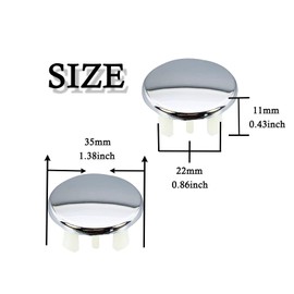 4 Pack Sink Overflow Cover Single Spherical Stainless Steel Insert Round Decorative Cover for Kitchen Bathroom Vanity (Silver)