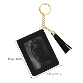Yardenfun Cute Card Holder Keyring Pu Leather Credit Card Pouch Id Card Purse Tassel Dec
