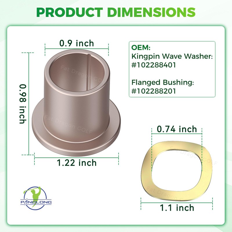 Panglong Golf Cart Precedent Spindle Bushing Kit, Club Car King