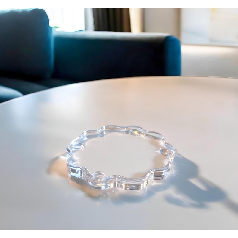 GRAHAM DESIGN Scalloped Acrylic Drink Coaster Set 4‑Pack with Circular