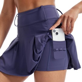 Blaosn - Falda de tenis de golf para mujer, faldas atléticas con bolsillos, pantalones cortos de entrenamiento, minifalda plisada, bonita ropa de verano, Azul marino, Large