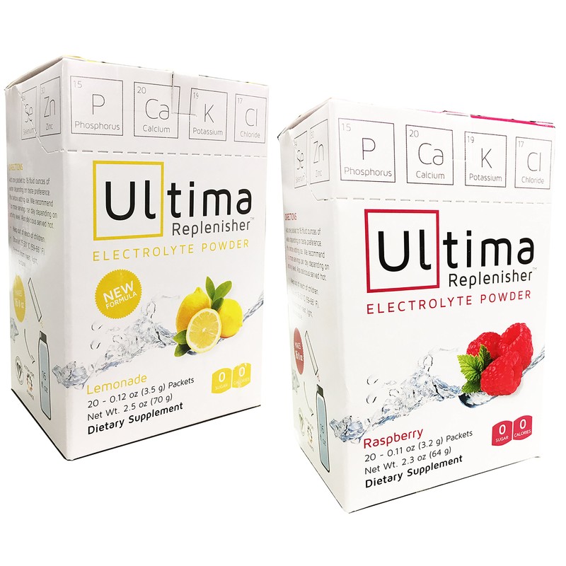 Ultima Replenisher Electrolitos en polvo, frambuesa y limonada, paquete de