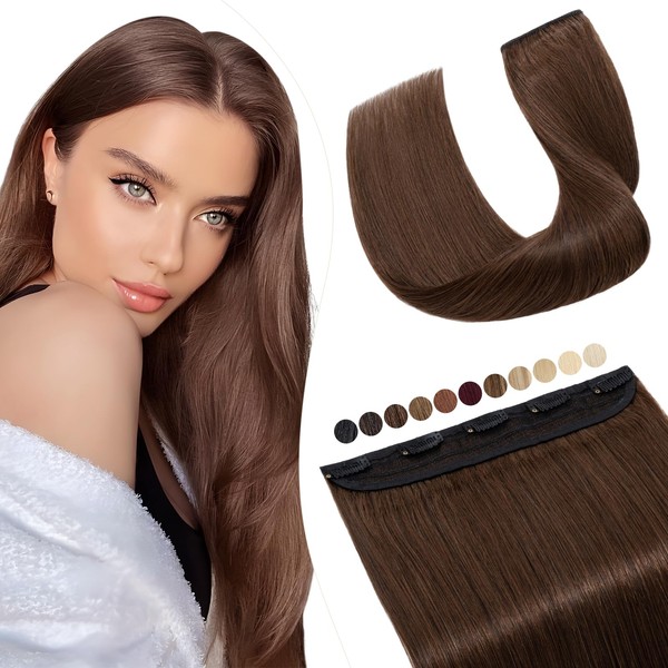 Elailite Clip-In Real Hair Extensions, #4 Medium Brown, 20 cm,