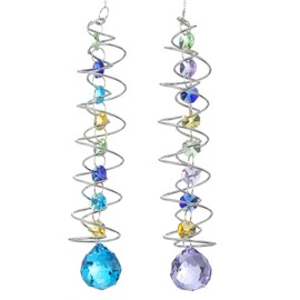 PATIKIL Suncatchers for Windows Hanging, 2 Pcs Sun Catchers Indoor Window Outdoor Hanging Decor Crystal Garden Decor Wedding Birthday Party for Women, Purple/Blue