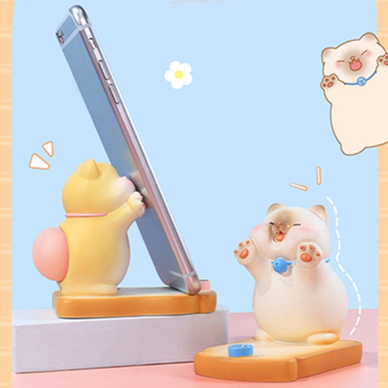 Cute Cat Cellphone Holder Resin Mini Portable Mobile Phone Stand