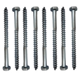 M6 Coach Screws Hex Head Width 10mm Zinc Plated Steel Wood Screw Hexagon Lag Bolts Silver Long 6mm x 120mm (4.72" x 0.24") Box of 8 pcs