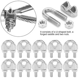 Wire Rope Cable Clip Clamp, 10pcs 5/16 Inch M8 Stainless Steel Wire Rope Cable Clip Clamp U Bolt Saddle Fastener Rowing Rowing Rowing