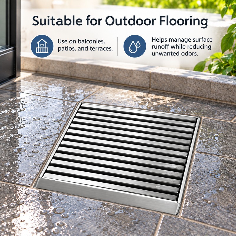 304 Stainless Steel Floor Drain for Balcony Drainage – 10