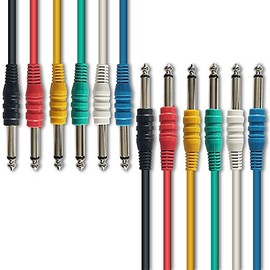 AxcessAbles 1/4 (6.35mm) TS to 1/4 (6.35mm) TS Unbalanced Mono Multi-Color Patch Cables 6 Pack Outboard Gear & Patchbay Studio Cables External Effects Digital Analog Effects (1.5ft)
