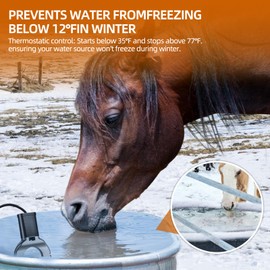 ABitmax 1000W Utility De-Icer, Chicken Water Heater, Submergible Cast Aluminum Thermostatic Control Bird Bath Heater De-icer, for Livestock Poultry Birds, Cows, Horses, Animals Drink Water (Black)