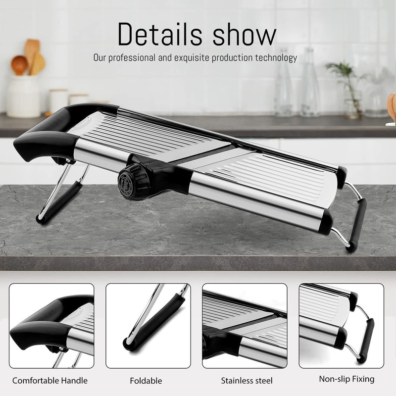 weltonhm Mandoline Food Slicer, Adjustable Mandoline Slicer for Kitchen, Stainless