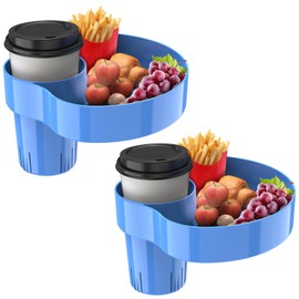 AISHAIDO [2 Packs] Kids Car Seat Tray, Travel Tray with Cup Holder for Toddler, Kids Car Seat Food Snack Tray for Road Trip, Stroller snack tray travel must haves - Blue Color