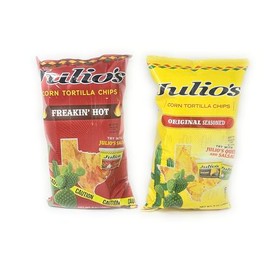 Julio's Corn Tortilla Chips (1 Bag Each Original Lightly Seasoned and Freaking Hot 9oz) (Total of 2 Bags) Habanero