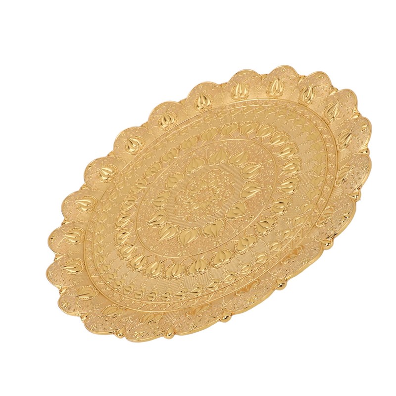 Turkish Tea Coffee Serving Tray Vintage Style Embossed Pattern Round
