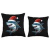 Shark Santa Hat Christmas Lights Sharkmas Tree Boys Girls Throw