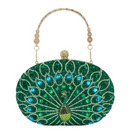 COAIMANEY Women's Vintage Beaded Sequin Peacock Clutch Purse Handmade Crossbody Bag Evening Handbag For Wedding Party Prom