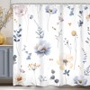 Omifly Watercolor Floral Shower Curtain,Spring Blue Beige Flower Print Bathroom