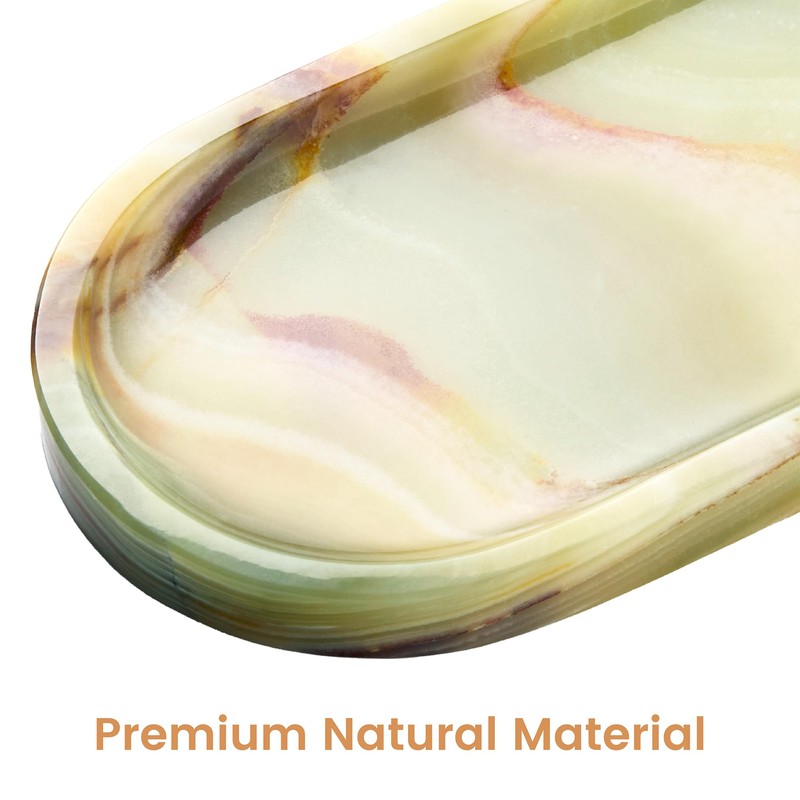 GarnCeilo Natural Marble Decorative Tray, 9.8”x4.4”, Green