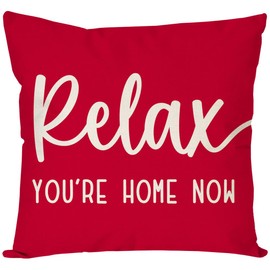 PANDICORN Decorative Throw Pillow Covers 18x18 Inch Relax Home Red Outdoor Farmhouse Christmas Decorations Indoor Pillow Decorative Throw Pillows Case for Home Living Room Couch Porch Decor